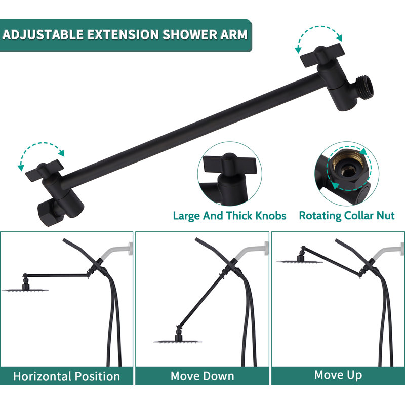 GPromise Extra Large Rainfall Shower Head Swivel Extension Arm With